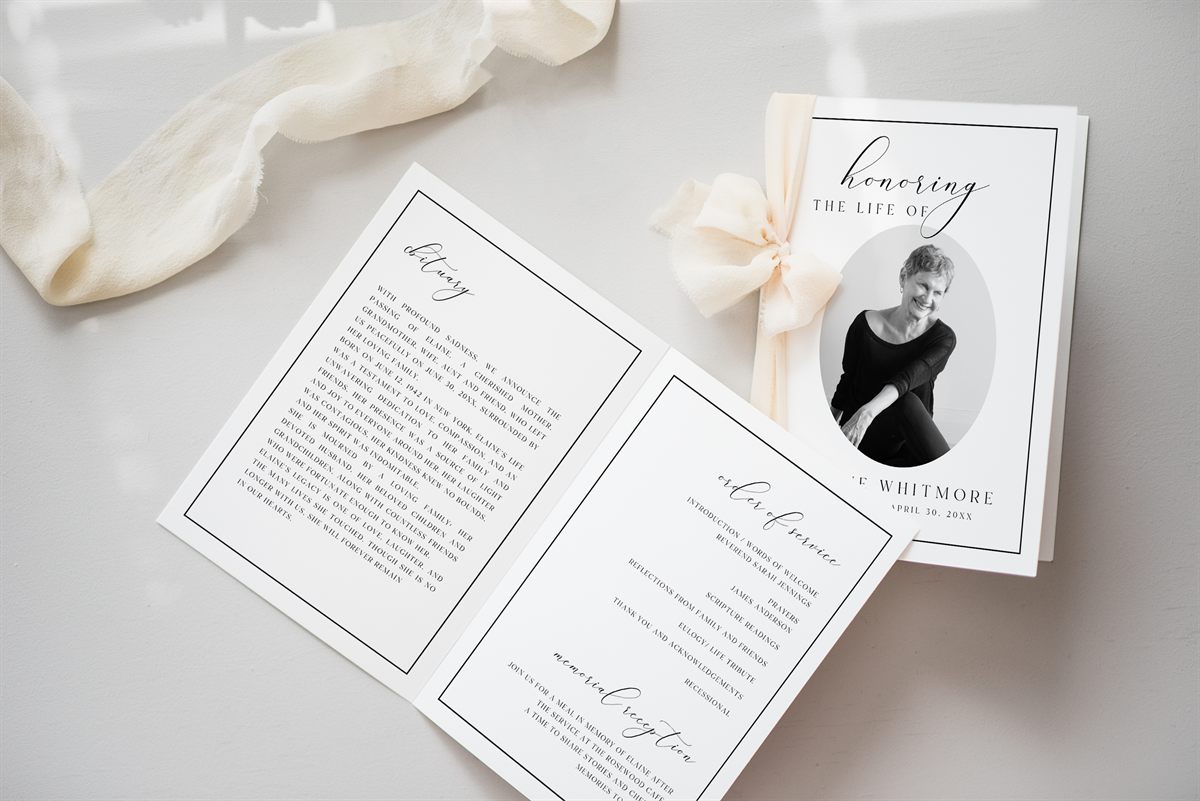 Elegant Funeral Program — alternate color variant