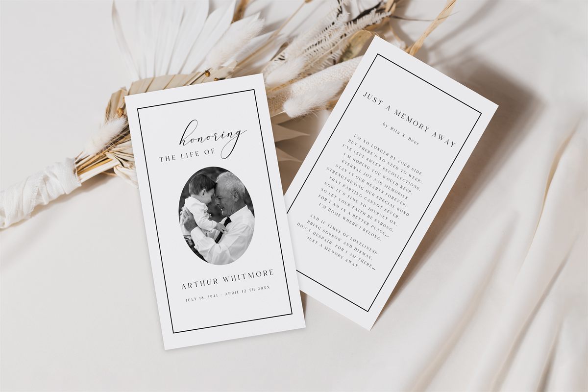 Elegant Memorial Prayer Card — Canva editor view