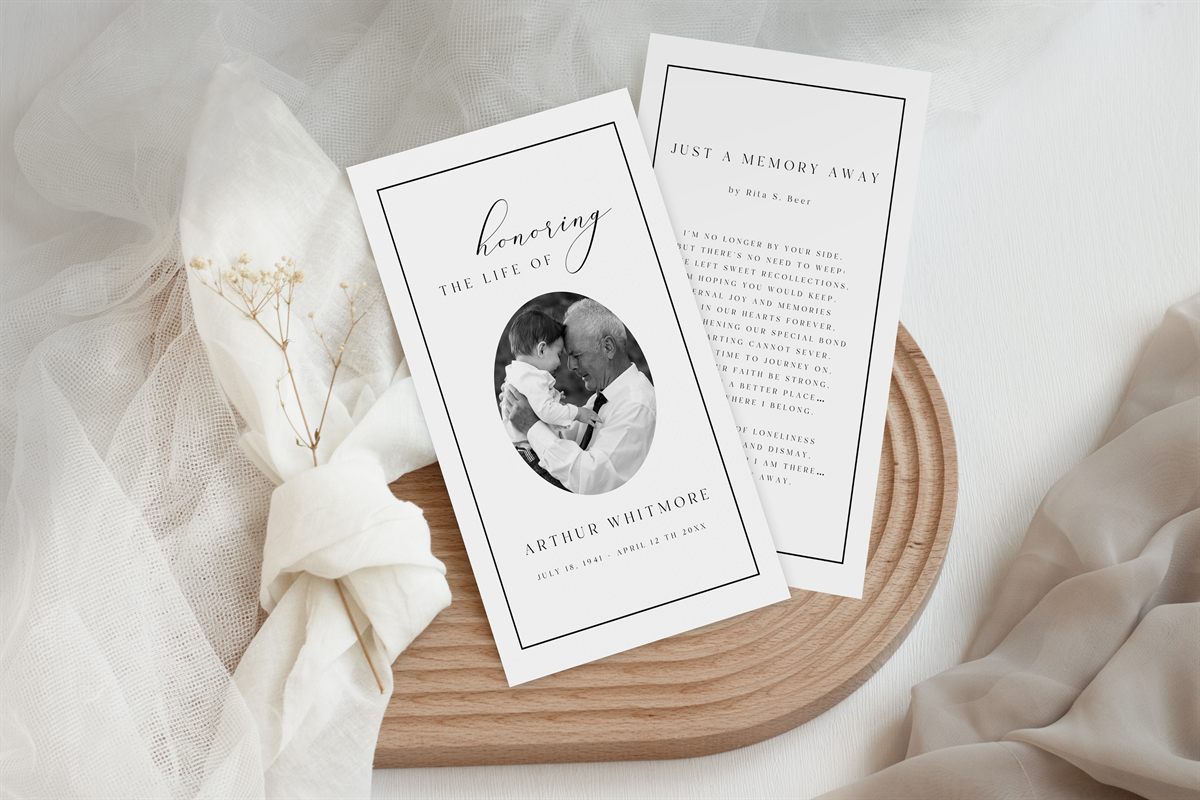 Elegant Memorial Prayer Card — alternate color variant