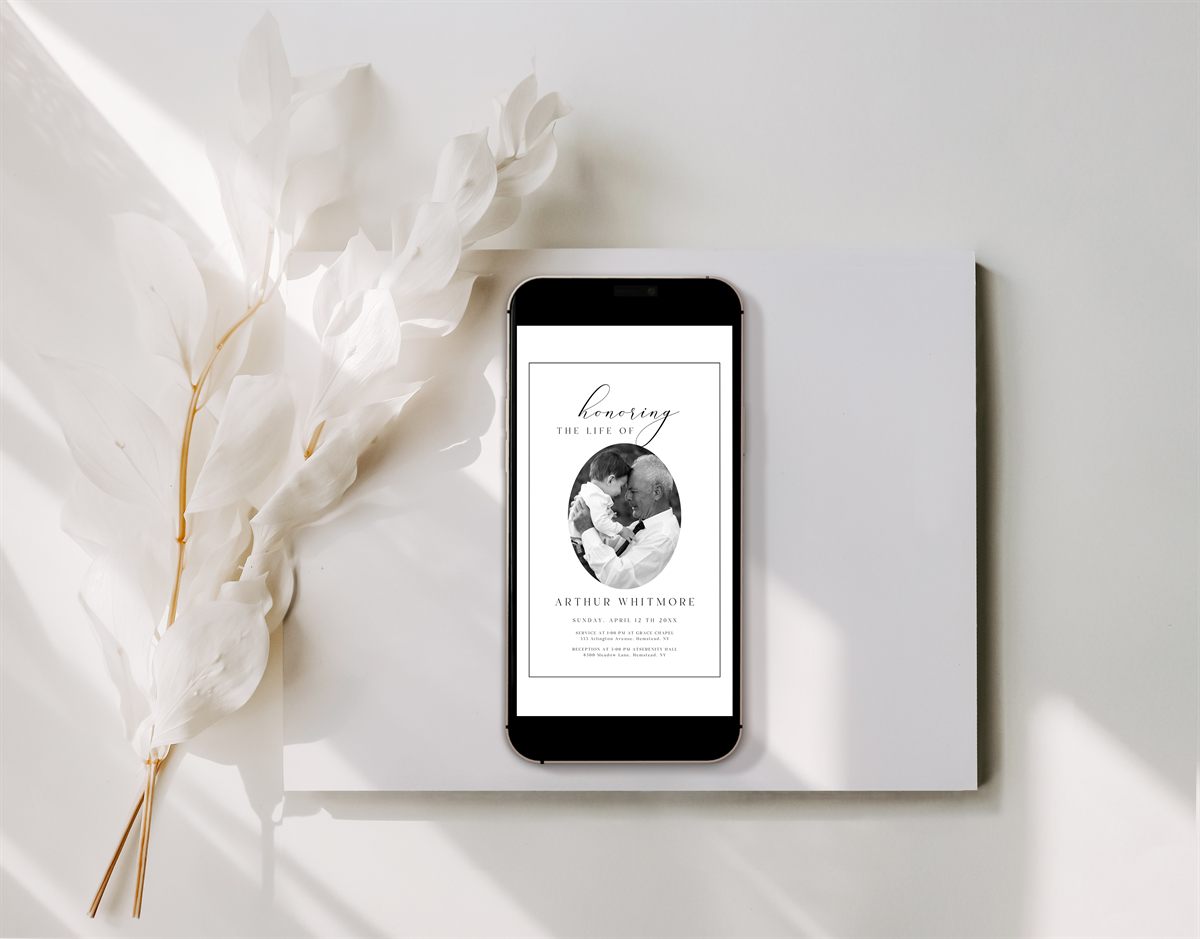 Funeral E-Vite digital invitation template