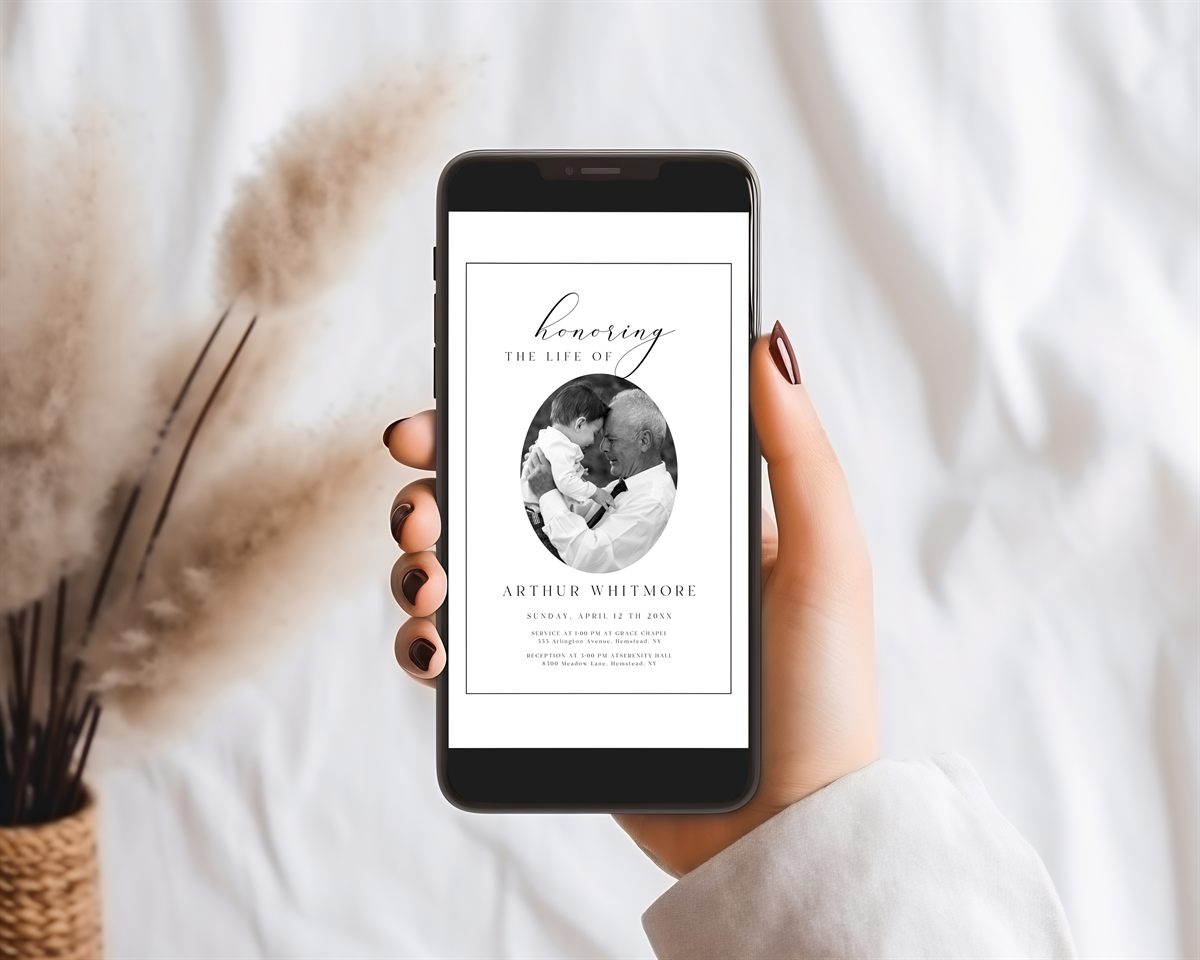 Funeral E-Vite — Canva editor view