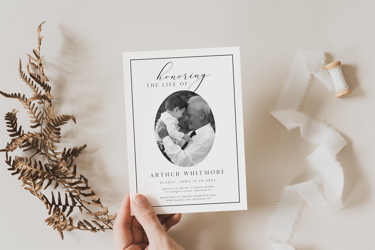 Elegant Funeral Invitation — Canva editor view