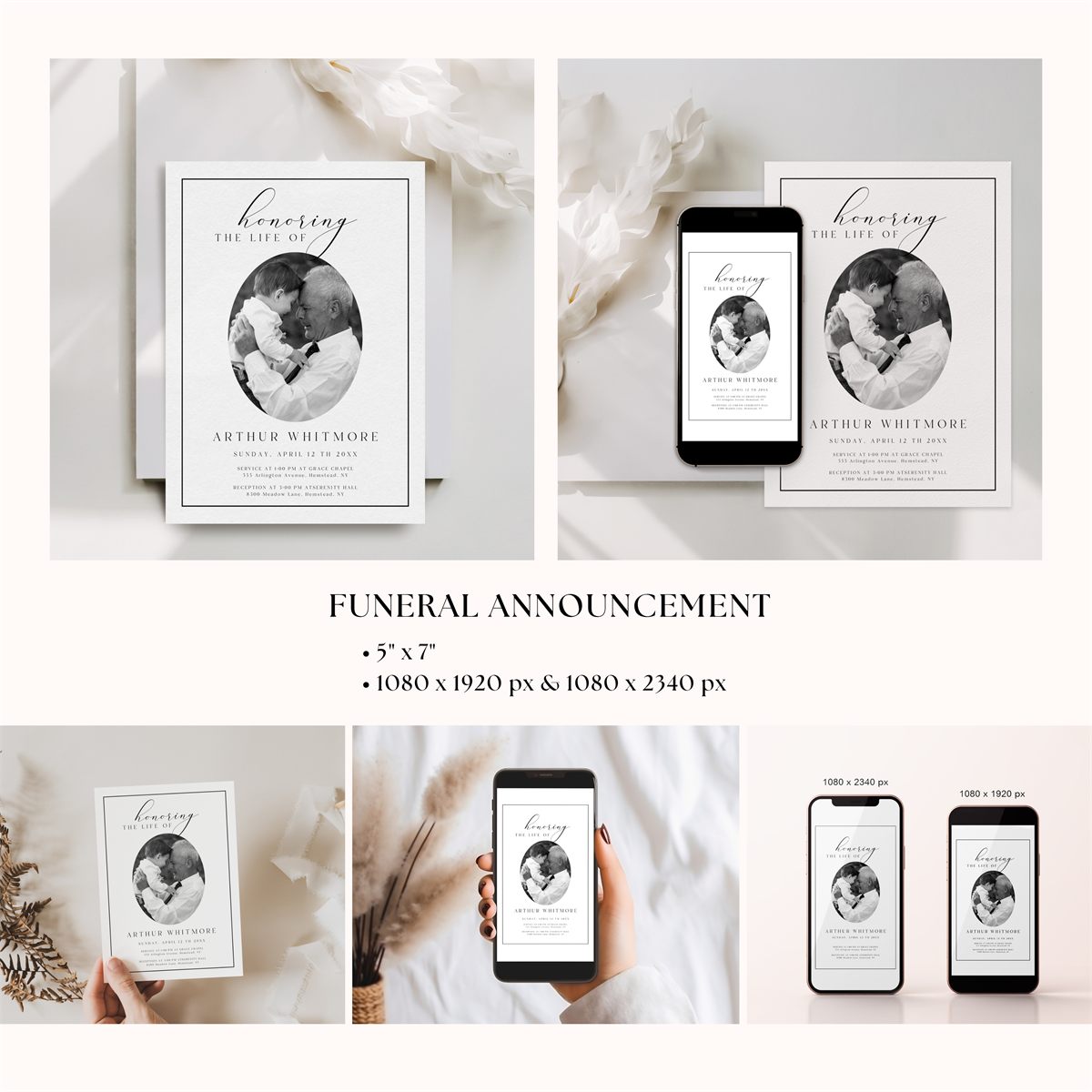 Editable Funeral Bundle — in real funeral context